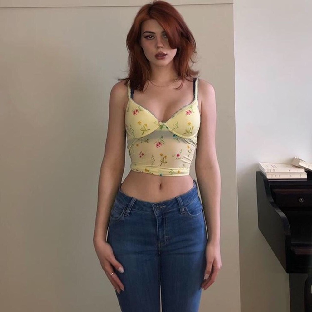 Vintage yellow pink floral pattern camisole vintage JLO  collection y2k